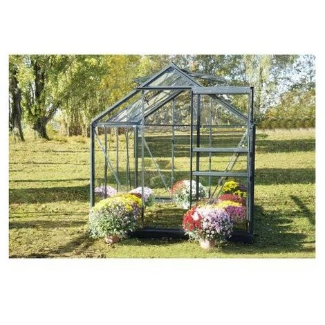 CHALET & JARDIN Serre De Jardin En Verre Trempé SEKURIT 4 Mm + Base - 5,8 M² 6 CHALET & JARDIN Serre De Jardin En Verre Trempé SEKURIT 4 Mm + Base - 5,8 M² – Image 4