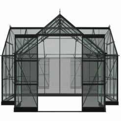 HALLS Serre De Jardin Garden Room Verre Trempé 12.90m², Couleur Noir, Base Sans Base - Noir