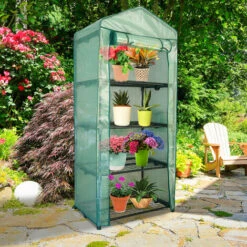 EINFEBEN Serre De Jardin Balcon Terrasse Serre Pour Tomates Acier PVC Imperméable Anti-UV Transparent 70*50*160CM Vert - Vert -France Serre de jardin Soldes 2022 63582026 3