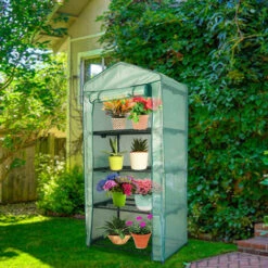 EINFEBEN Serre De Jardin Balcon Terrasse Serre Pour Tomates Acier PVC Imperméable Anti-UV Transparent 70*50*160CM Vert - Vert -France Serre de jardin Soldes 2022 63582026 4