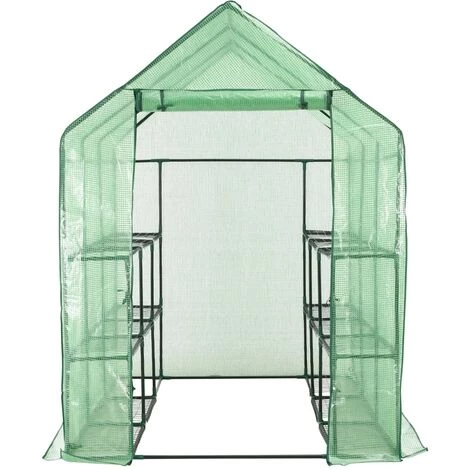 SUPERMARKET Serre De Plain-pied Avec 12 étagères Acier 143x214x196 Cm 5 SUPERMARKET Serre De Plain-pied Avec 12 étagères Acier 143x214x196 Cm – Image 3
