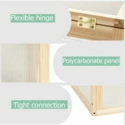 GIANTEX Serre De Jardin En Bois De Sapin, Mini Serre Balcon Pour Plantes, Serre Solide En Polycarbonate Transparent,avec Lumière Appropriée,pour Balcon Jardin Terrasse,Naturelle (100x53x71CM) -France Serre de jardin Soldes 2022 63737820 4