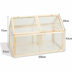 GIANTEX Serre De Jardin En Bois De Sapin, Mini Serre Balcon Pour Plantes, Serre Solide En Polycarbonate Transparent,avec Lumière Appropriée,pour Balcon Jardin Terrasse,Naturelle (100x53x71CM) -France Serre de jardin Soldes 2022 63737820 5