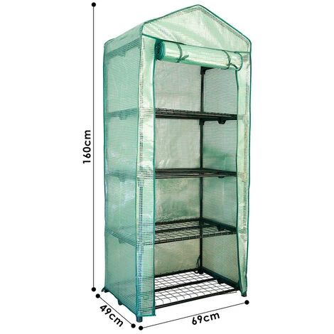Hengda Serre De Jardin Balcon étagère Serre 4 Niveaux 0,7L X 0,5l X 1,6H M Acier Galvanisé Bâche Amovible PE Haute Densité Vert - Vert 4 Hengda Serre De Jardin Balcon étagère Serre 4 Niveaux 0,7L X 0,5l X 1,6H M Acier Galvanisé Bâche Amovible PE Haute Densité Vert - Vert – Image 2