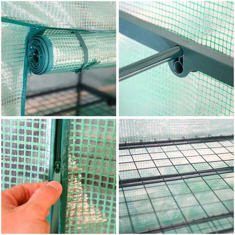 Hengda Serre De Jardin Balcon étagère Serre 4 Niveaux 0,7L X 0,5l X 1,6H M Acier Galvanisé Bâche Amovible PE Haute Densité Vert - Vert 5 Hengda Serre De Jardin Balcon étagère Serre 4 Niveaux 0,7L X 0,5l X 1,6H M Acier Galvanisé Bâche Amovible PE Haute Densité Vert - Vert – Image 3