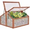 RELAX4LIFE Mini Serre De Jardin En Bois Avec 2 Toits Ouvrables En Pente, Serre à Tomates Pour Fruits, Légumes, Semis, Jardinage Sur Balcon Jardin Terrasse (Modèle 2, 90X83X59cm)
