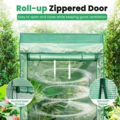 RELAX4LIFE Serre De Jardin Avec Couverture PE Cadre En Acier Film Plastique Résistant Avec Porte Enroulable Zippée, Serre Avec Piquets Pour Jardin Balcon Légumes Fleurs(100x50x170cm, Vert) -France Serre de jardin Soldes 2022 64129943 3