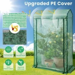 RELAX4LIFE Serre De Jardin Avec Couverture PE Cadre En Acier Film Plastique Résistant Avec Porte Enroulable Zippée, Serre Avec Piquets Pour Jardin Balcon Légumes Fleurs(100x50x170cm, Vert) -France Serre de jardin Soldes 2022 64129943 5