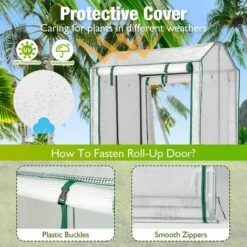 RELAX4LIFE Serre De Jardin Avec Couverture PE Cadre En Acier Film Plastique Résistant Avec Porte Enroulable Zippée, Serre Avec Piquets Pour Jardin Balcon Légumes Fleurs(100x80x150cm, Transparent) -France Serre de jardin Soldes 2022 64130109 4