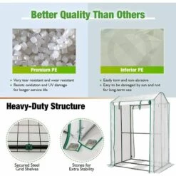 RELAX4LIFE Serre De Jardin Avec Couverture PE Cadre En Acier Film Plastique Résistant Avec Porte Enroulable Zippée, Serre Avec Piquets Pour Jardin Balcon Légumes Fleurs(100x80x150cm, Transparent) -France Serre de jardin Soldes 2022 64130109 5