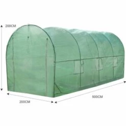 MONSTER SHOP Serre De Jardin Polytunnel Fenêtres Portes Galvanisés Couverture En PE Cadre En Métal Extérieur Plantes Diamètre 19mm | 5m X 2m - Vert -France Serre de jardin Soldes 2022 64513346 5