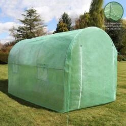 MONSTER SHOP Serre De Jardin Polytunnel Fenêtres Portes Galvanisés Couverture En PE Cadre En Métal Extérieur Plantes Diamètre 19mm | 3m X 2m - Vert