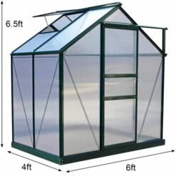 MONSTER SHOP Serre De Jardin Avec Base & Étagères 1.9mx1.2m - Vert -France Serre de jardin Soldes 2022 64910118 3