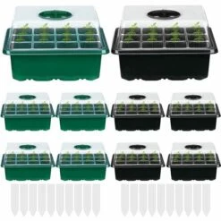 OSQI Plateau De Semis, Mini Plateaux De Germination Pour Plantes De Serre Avec Couvercle, Pots De Culture D'intérieur, Plateau De Semis Pour Démarrer La Croissance De La Germination En Serre (lot De 10)