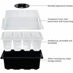 OSQI Plateau De Semis, Mini Plateaux De Germination Pour Plantes De Serre Avec Couvercle, Pots De Culture D'intérieur, Plateau De Semis Pour Démarrer La Croissance De La Germination En Serre (lot De 10) -France Serre de jardin Soldes 2022 65501973 4