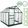 MONSTER SHOP Serre De Jardin Avec Base 1.9mx2.5m Cadre Aluminium Avec Fenêtre Et Porte Coulissante Jardinerie Plantes & Étagères - Vert -France Serre de jardin Soldes 2022 65532377 1