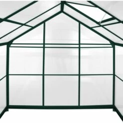 MONSTER SHOP Serre De Jardin Avec Base 1.9mx2.5m Cadre Aluminium Avec Fenêtre Et Porte Coulissante Jardinerie Plantes & Étagères - Vert -France Serre de jardin Soldes 2022 65532377 5