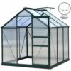 MONSTER SHOP Serre De Jardin Avec Base 1.9mx1.9m Cadre Aluminium Avec Fenêtre Et Porte Coulissante Jardinerie Plantes Vert - Vert -France Serre de jardin Soldes 2022 65722075 1