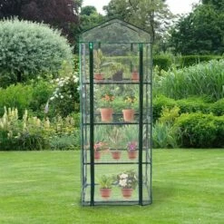 MONSTER SHOP Mini Serre à 4 étagère Avec Couverture En PVC | MonsterShop - Vert -France Serre de jardin Soldes 2022 65855115 4