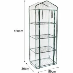 MONSTER SHOP Mini Serre à 4 étagère Avec Couverture En PVC | MonsterShop - Vert -France Serre de jardin Soldes 2022 65855115 5