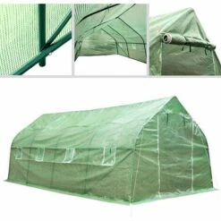 TECTAKE Serre Tunnel De Jardin 18 M² Avec 1 Bâche En Polyéthylène Vert - Vert -France Serre de jardin Soldes 2022 66849966 5