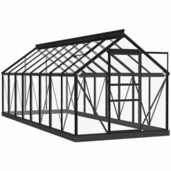 LES TENDANCES Serre En Verre Anthracite 155x395,5x191 Cm Aluminium -France Serre de jardin Soldes 2022 66898468 2