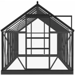 LES TENDANCES Serre En Verre Anthracite 155x395,5x191 Cm Aluminium -France Serre de jardin Soldes 2022 66898468 4