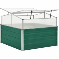 LES TENDANCES Serre Vert 100x100x77 Cm Acier Galvanisé -France Serre de jardin Soldes 2022 66916812 2