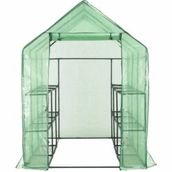 LES TENDANCES Serre De Plain-pied Avec 12 étagères Acier 143x214x196 Cm -France Serre de jardin Soldes 2022 66923393 5