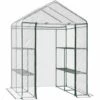 HOMCOM Serre De Jardin Balcon Terrasse 4 étagères 143L X 143l X 195H Cm Acier PVC Imperméable Anti-UV Transparent Vert - Transparent -France Serre de jardin Soldes 2022 6812078 1