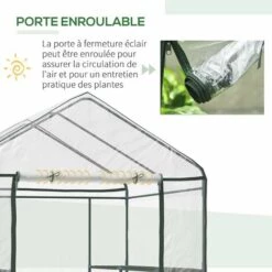 HOMCOM Serre De Jardin Balcon Terrasse 4 étagères 143L X 143l X 195H Cm Acier PVC Imperméable Anti-UV Transparent Vert - Transparent -France Serre de jardin Soldes 2022 6812078 5