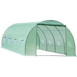 HOMCOM Serre De Jardin Tunnel 6L X 3l X 2H M Châssis Tubulaire Acier Galvanisé Renforcé 2,5 Cm 8 Fenêtres 1 Porte Vert - Vert