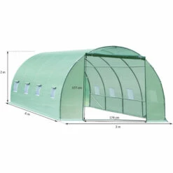 HOMCOM Serre De Jardin Tunnel 6L X 3l X 2H M Châssis Tubulaire Acier Galvanisé Renforcé 2,5 Cm 8 Fenêtres 1 Porte Vert - Vert -France Serre de jardin Soldes 2022 6812164 3