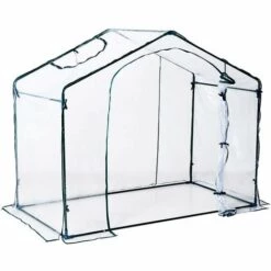 Outsunny Serre De Jardin Balcon Terrasse Serre Pour Tomates 1,8L X 1l X 1,68H M Acier PVC Imperméable Transparent Vert - Transparent