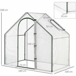 Outsunny Serre De Jardin Balcon Terrasse Serre Pour Tomates 1,8L X 1l X 1,68H M Acier PVC Imperméable Transparent Vert - Transparent -France Serre de jardin Soldes 2022 6812175 3