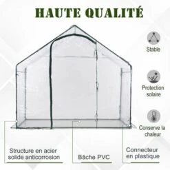 Outsunny Serre De Jardin Balcon Terrasse Serre Pour Tomates 1,8L X 1l X 1,68H M Acier PVC Imperméable Transparent Vert - Transparent -France Serre de jardin Soldes 2022 6812175 4