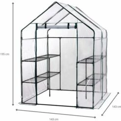 Serre De Jardin Avec Bâche Armée Transparent PVC Gardiun Double Leaf 143x143x195 Cm -France Serre de jardin Soldes 2022 7266160 5