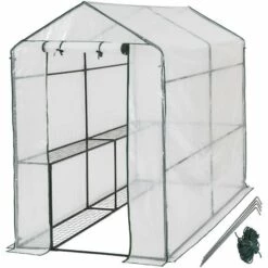 TECTAKE Serre De Jardin 2,2 M² + Bâche Armée Transparent - Blanc