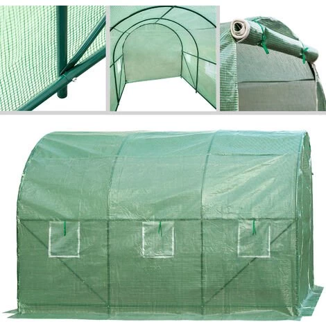 TECTAKE Serre Tunnel De Jardin 7 M² Avec 1 Bâche En Polyéthylène Vert - Vert 7 TECTAKE Serre Tunnel De Jardin 7 M² Avec 1 Bâche En Polyéthylène Vert - Vert – Image 5
