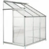 TECTAKE Serre De Jardin Polycarbonate Adoss?e 2,39 M² + 1 Embase En Acier - Blanc Transparent