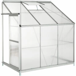TECTAKE Serre De Jardin Polycarbonate Adoss?e 2,39 M² + 1 Embase En Acier - Blanc Transparent 10 TECTAKE Serre De Jardin Polycarbonate Adoss?e 2,39 M² + 1 Embase En Acier - Blanc Transparent -France Serre de jardin Soldes 2022 7514489 4