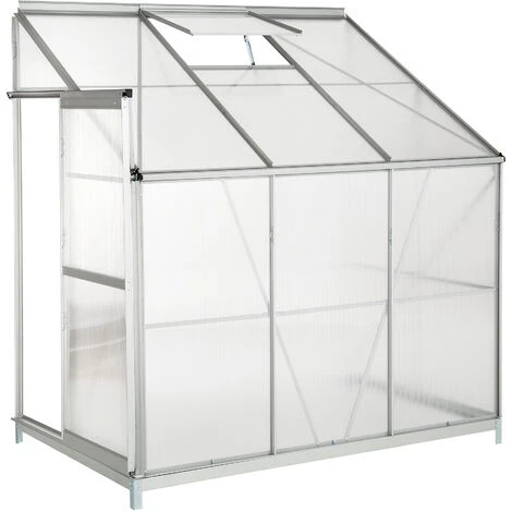 TECTAKE Serre De Jardin Polycarbonate Adoss?e 2,39 M² + 1 Embase En Acier - Blanc Transparent 6 TECTAKE Serre De Jardin Polycarbonate Adoss?e 2,39 M² + 1 Embase En Acier - Blanc Transparent – Image 4