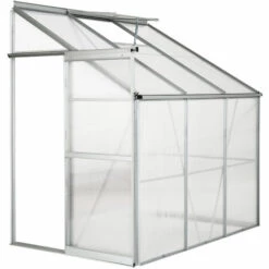 TECTAKE Serre De Jardin Polycarbonate Adoss?e 2,39 M² + 1 Lucarne - Blanc Transparent