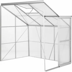TECTAKE Serre De Jardin Polycarbonate Adoss?e 2,39 M² + 1 Lucarne - Blanc Transparent -France Serre de jardin Soldes 2022 7514490 3