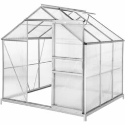 TECTAKE Serre De Jardin Polycarbonate 3,7 M² + 1 Embase En Acier - Blanc Transparent