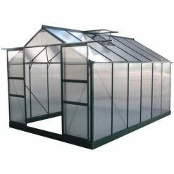 HABITAT ET JARDIN Serre Jardin Polycarbonate "Dahlia" - 9,24 M² - Vert Sapin
